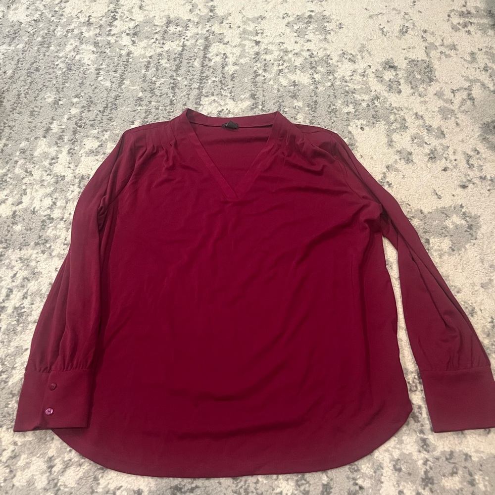 Ann Taylor Red Long Sleeve Blouse